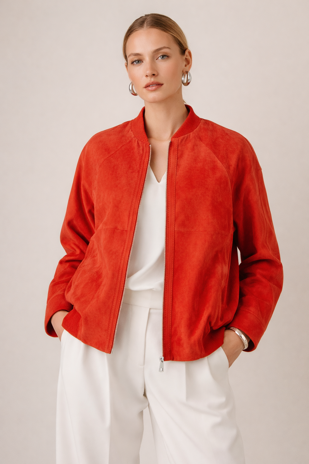 Lederblouson Fire Red