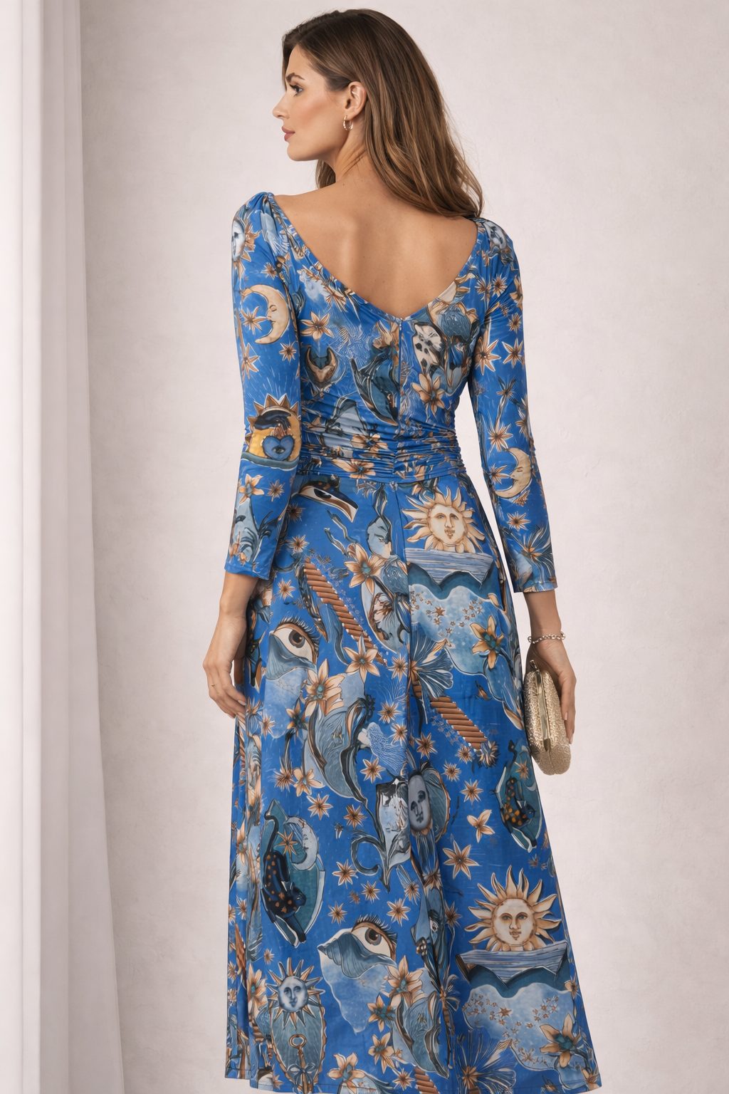 Kleid „Cosmic Jungle“ Blau | Multicolor