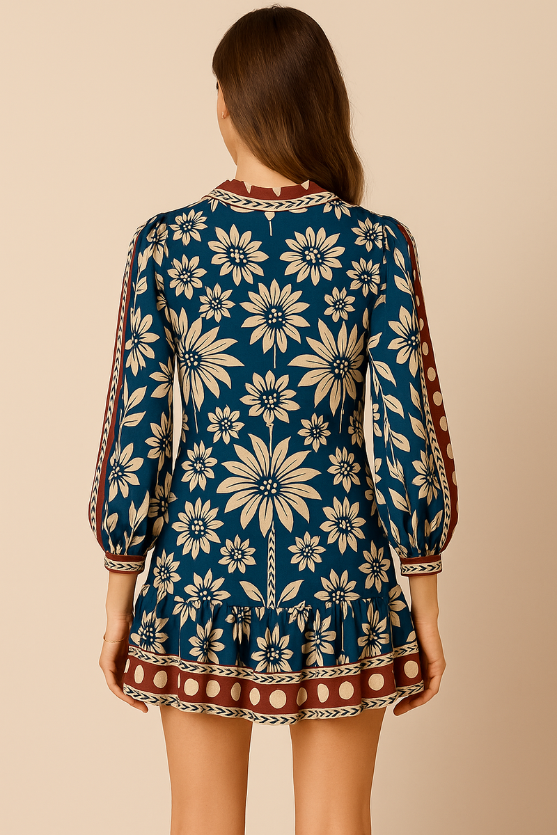 Kleid „Blumen“ Blau | Multicolor