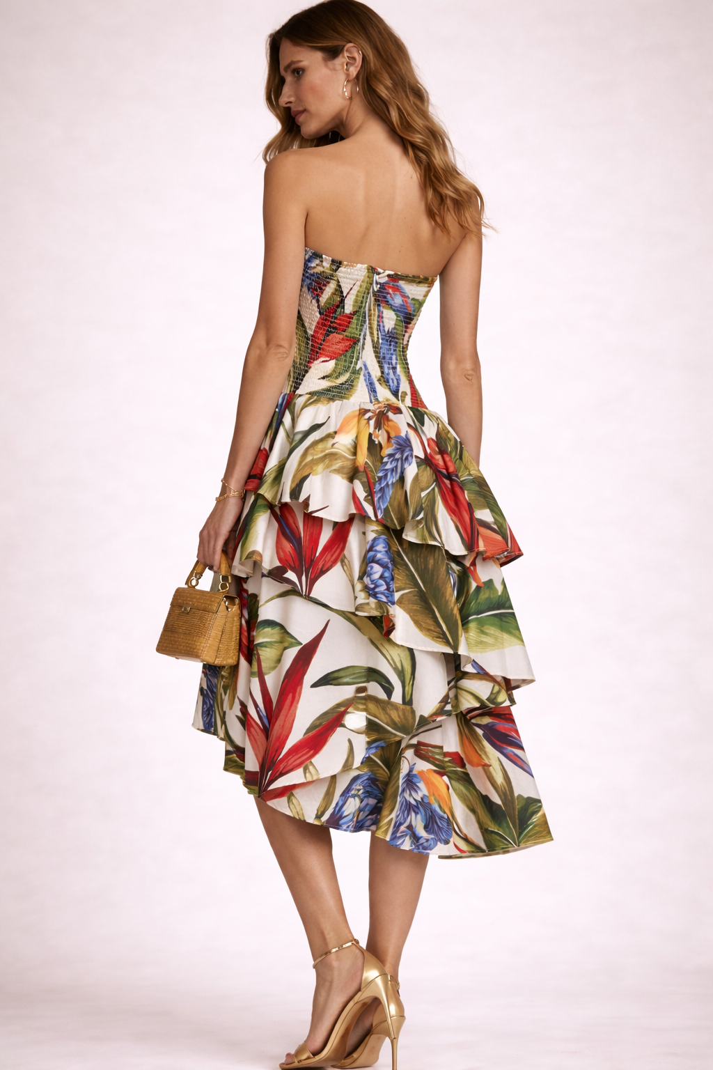 Bustier-Kleid Creme | Grün | Multicolor