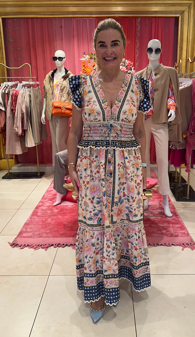 Kleid „Blumen“ Creme | Multicolor