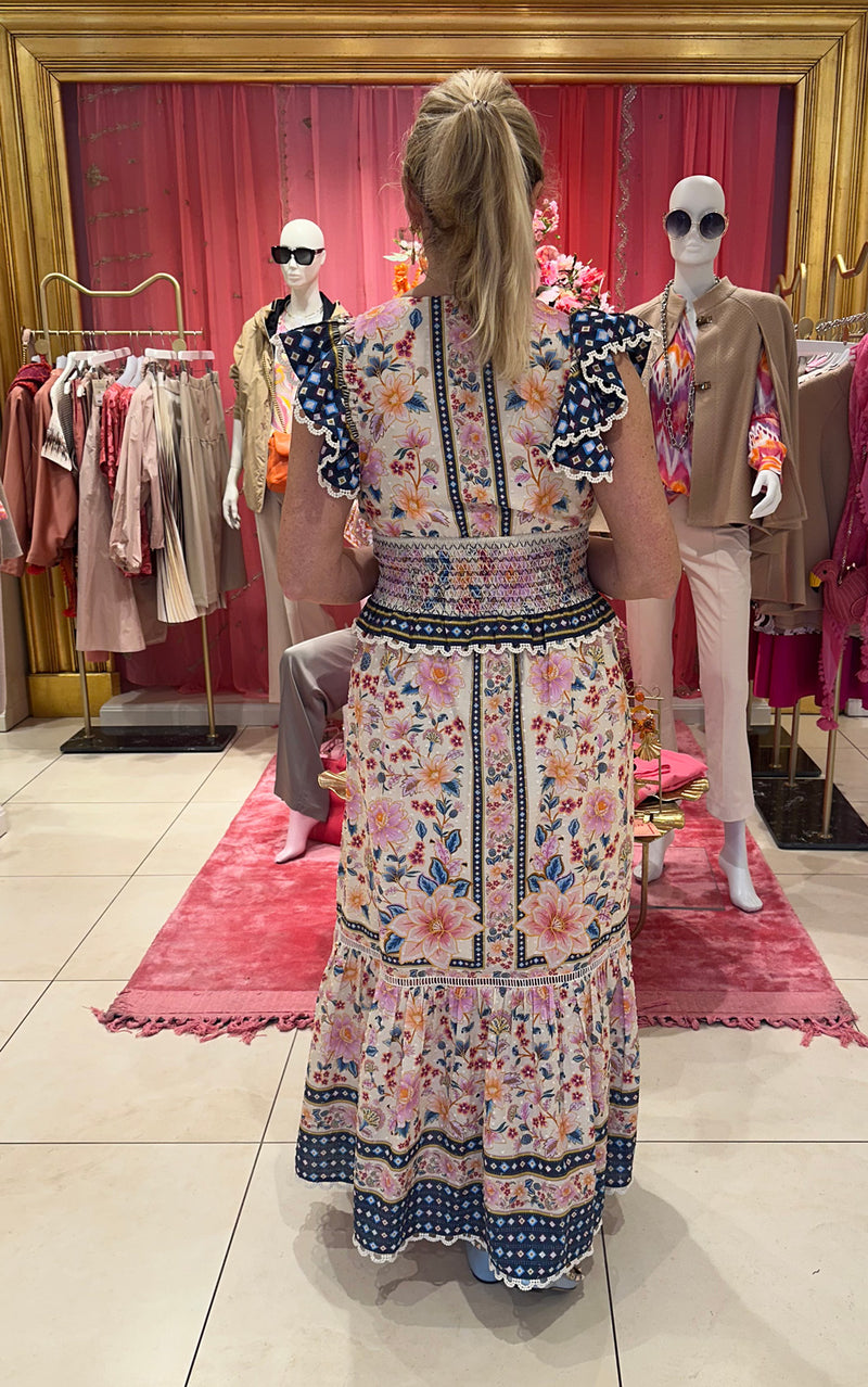 Kleid „Blumen“ Creme | Multicolor