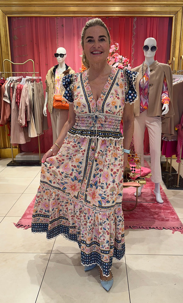 Kleid „Blumen“ Creme | Multicolor