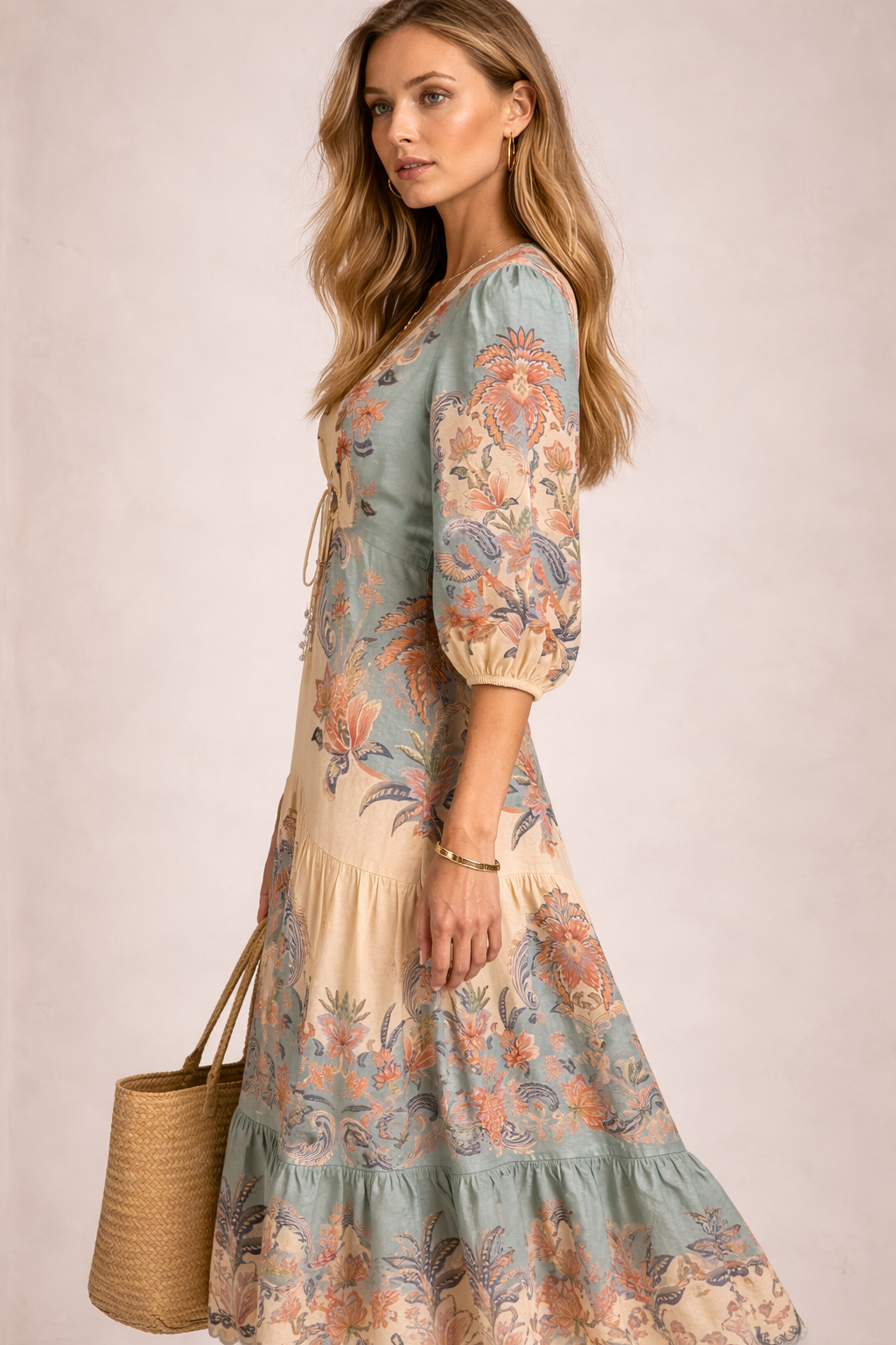 Langes Kleid Gelb | Blau | Multicolor