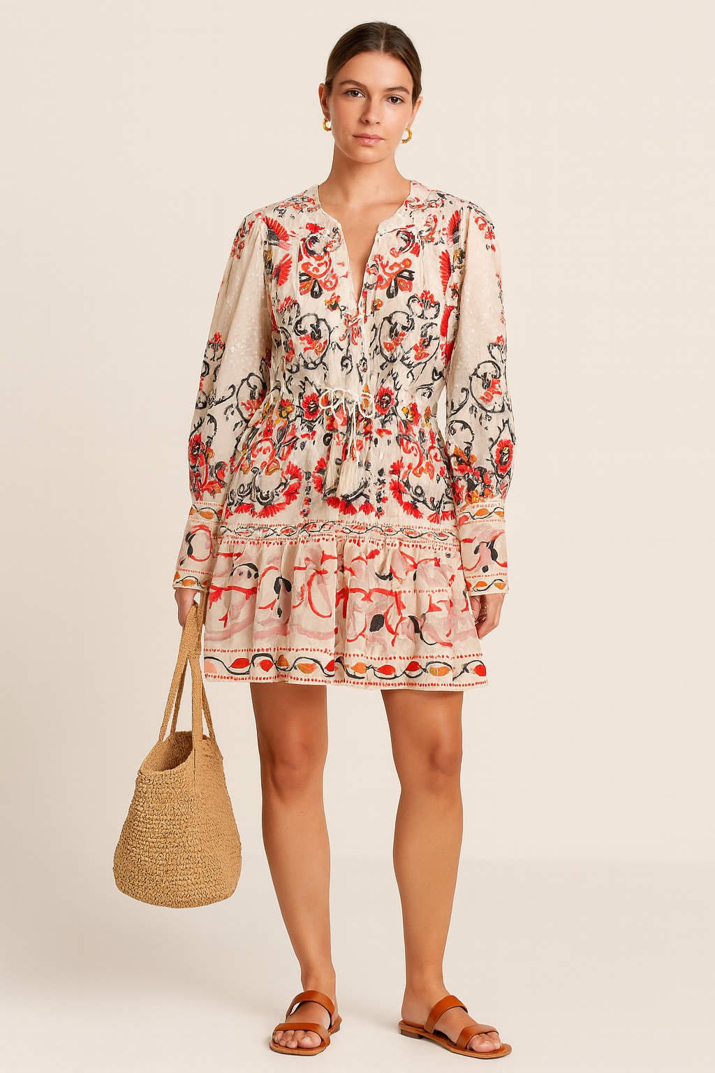 Kleid Weiß | Rot | Schwarz