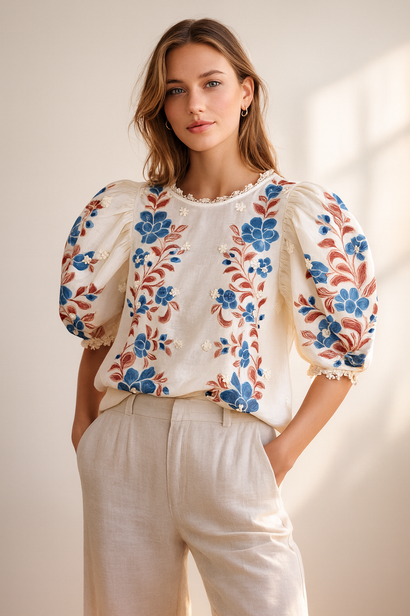 Shirt „Blumen“ Creme | Multicolor