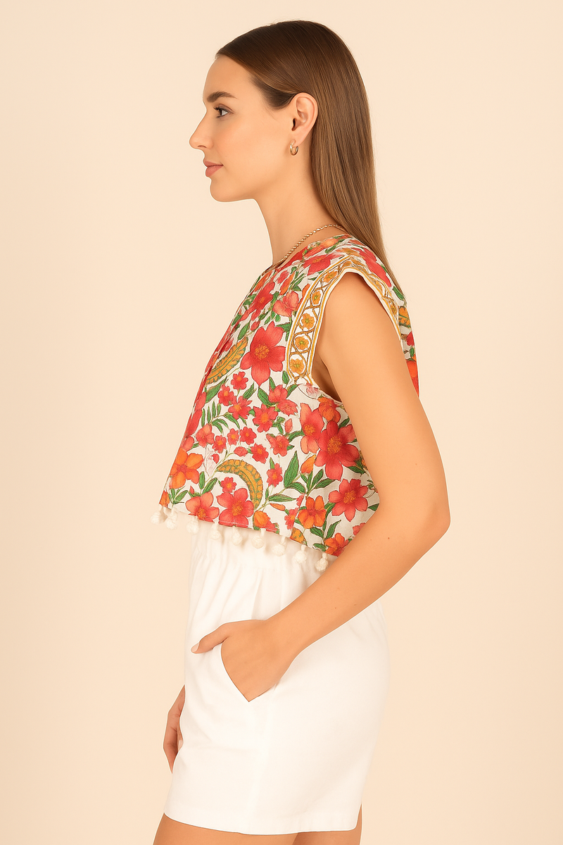 Shirt „Blumen“ Weiß | Multicolor