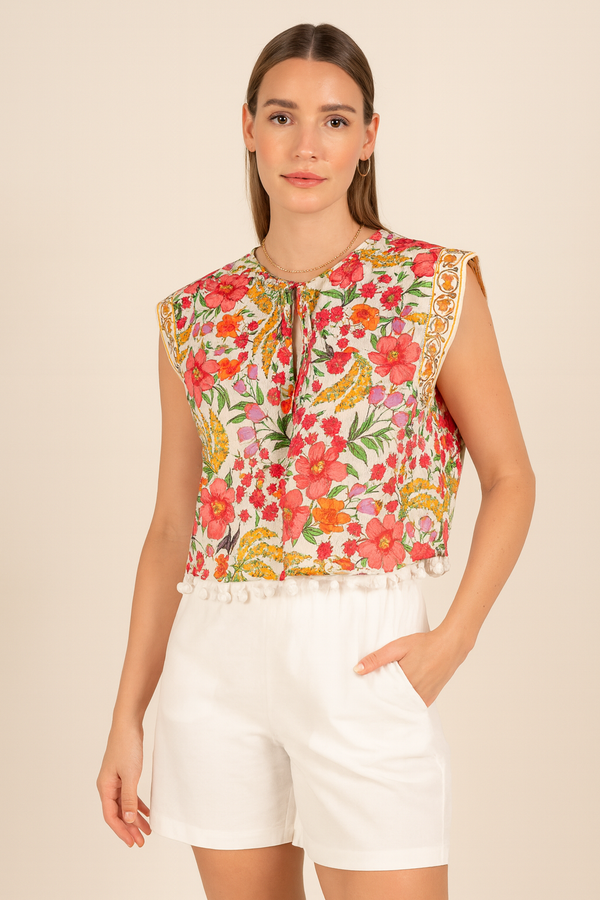 Shirt „Blumen“ Weiß | Multicolor
