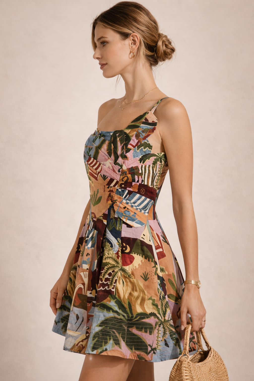 Mini-Kleid Blau | Rosa | Multicolor