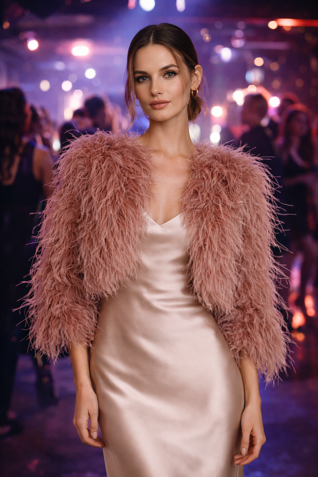 Statement-Federjacke Mauve