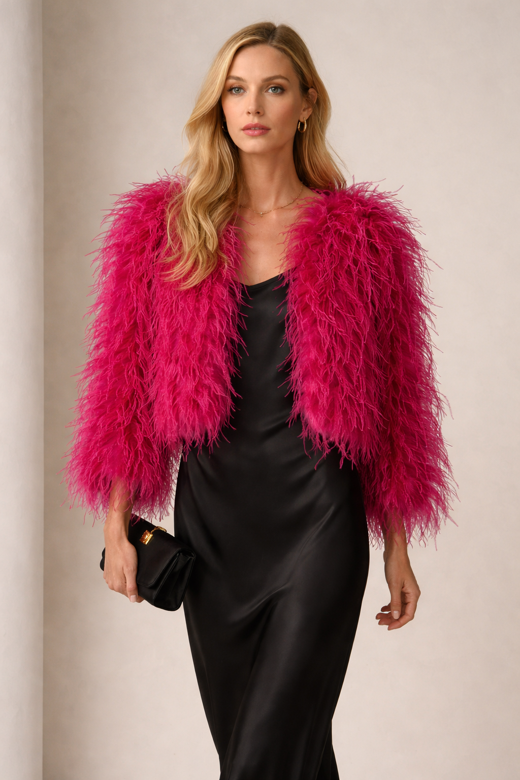 Statement-Federjacke Fuchsia / Pink