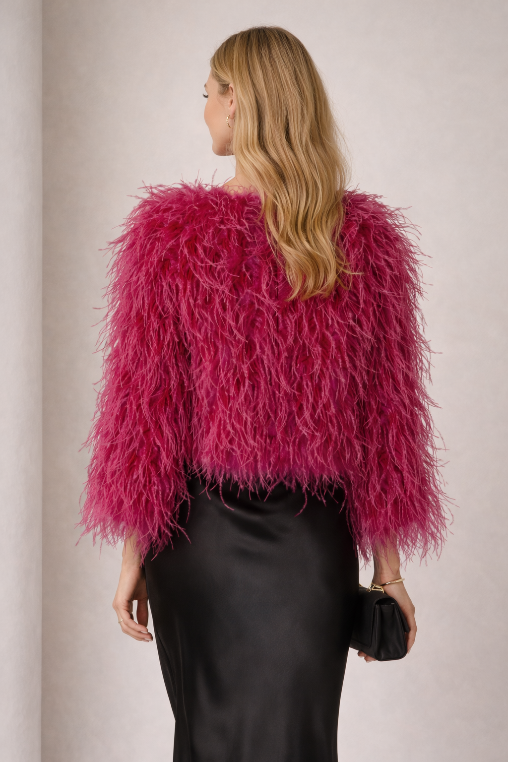 Statement-Federjacke Fuchsia / Pink