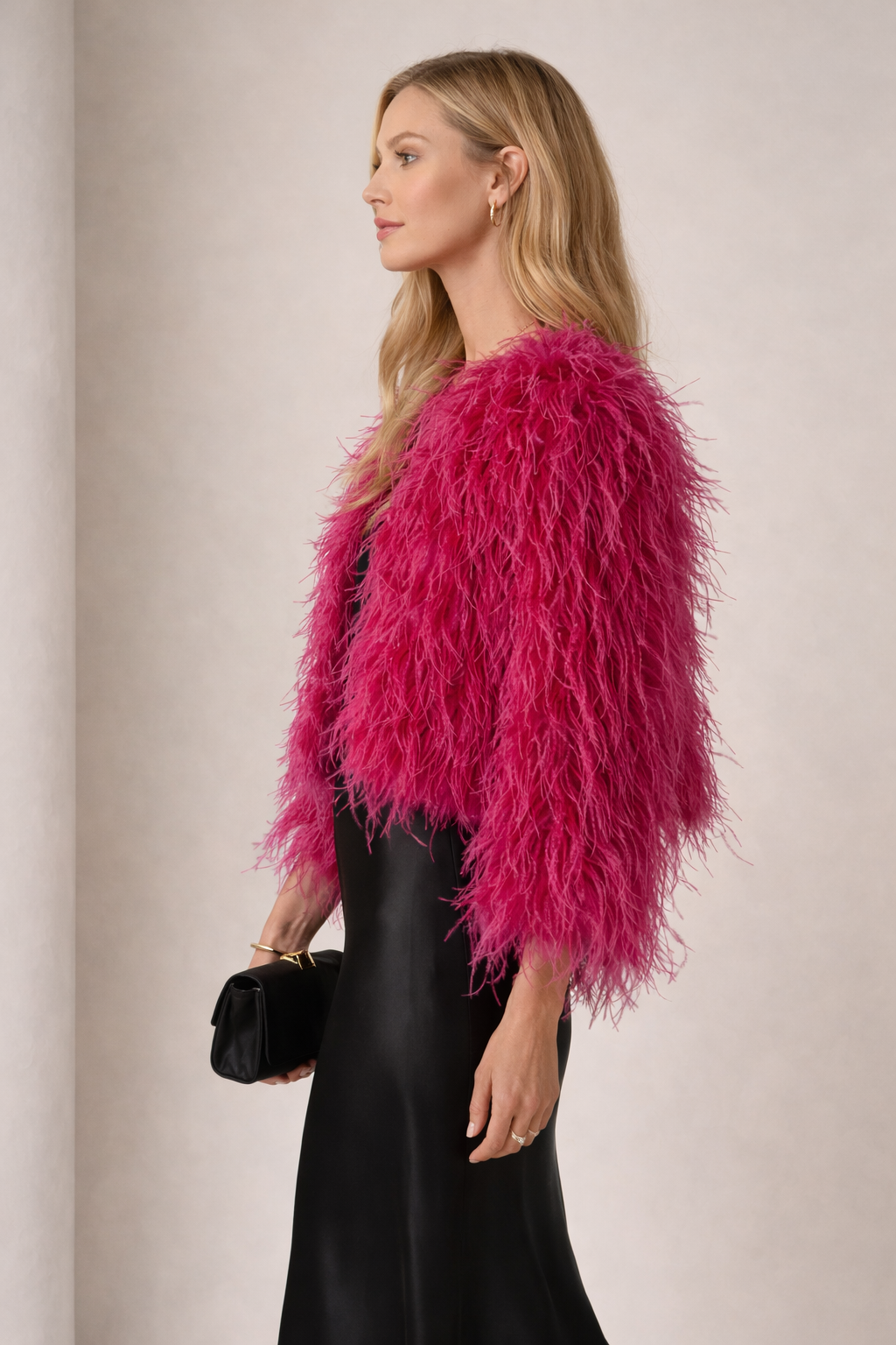 Statement-Federjacke Fuchsia / Pink