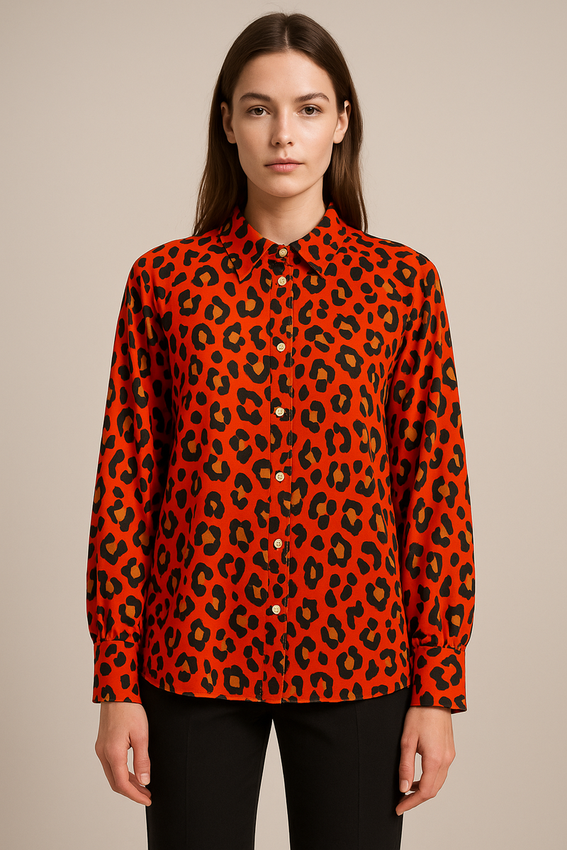 Seiden Bluse „Leo“ Orange | Braun | Beige