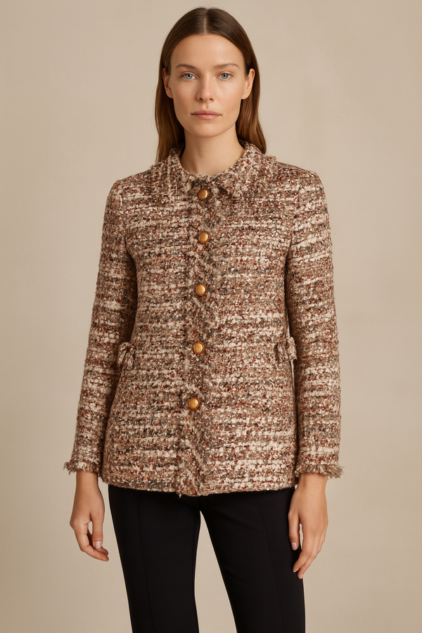 Bouclé Jacke Weiß | Taupe | Grau | Multicolor