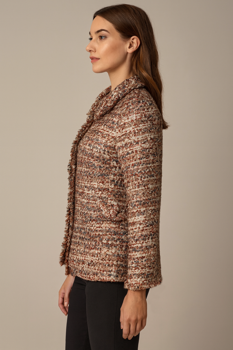 Bouclé Jacke Weiß | Taupe | Grau | Multicolor