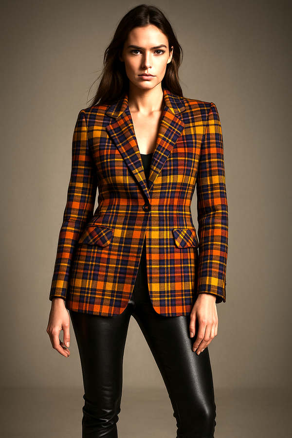 Blazer „Karo“ Gelb | Lila