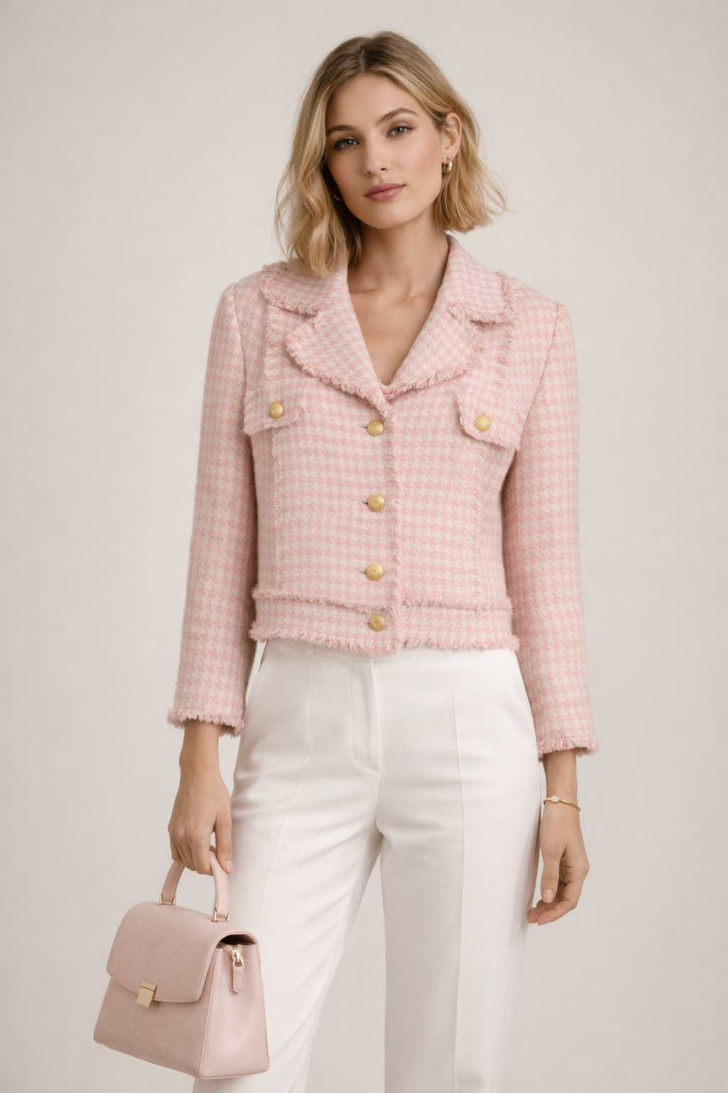 Tweed-Blazer Rosa | Creme