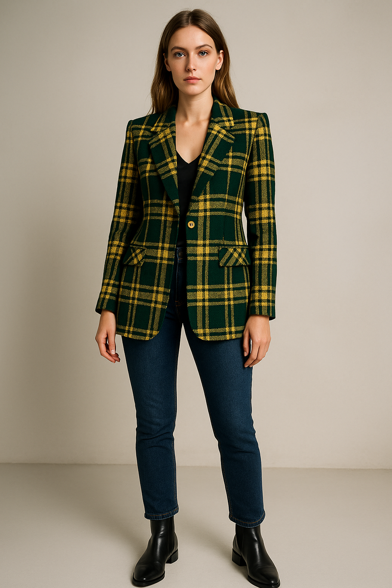 Blazer „Karo“ Grün | Gelb
