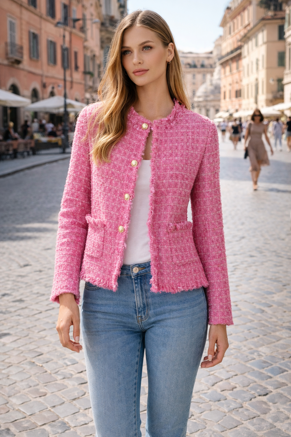Statement-Bouclé-Blazer Pink