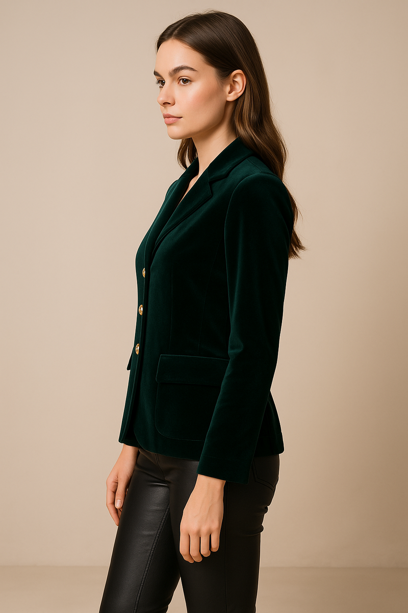 Samt Blazer Dunkelgrün