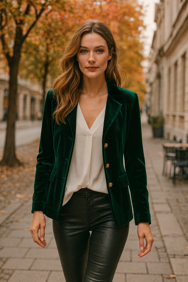 Samt Blazer Dunkelgrün