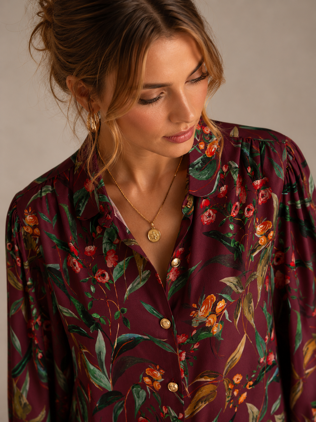 Seidenbluse „Floral“ Barolo | Multicolor