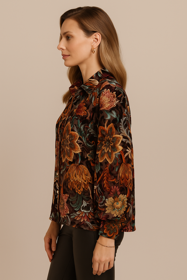 Samt-Ausbrenner Bluse Barolo | Multicolor