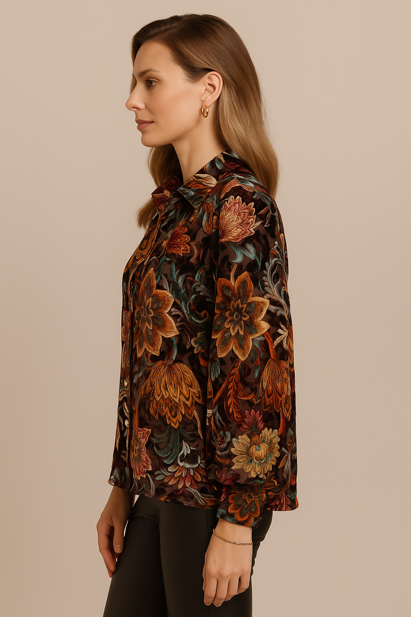 Samt-Ausbrenner Bluse Barolo | Multicolor
