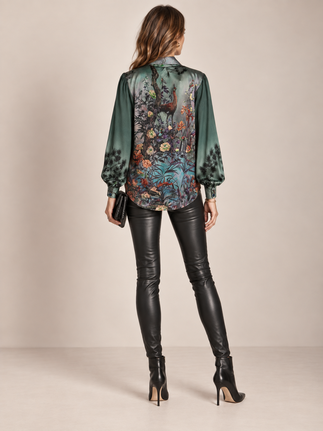 Statement-Bluse „Malerischer Natur-Print“ Grün | Multicolor