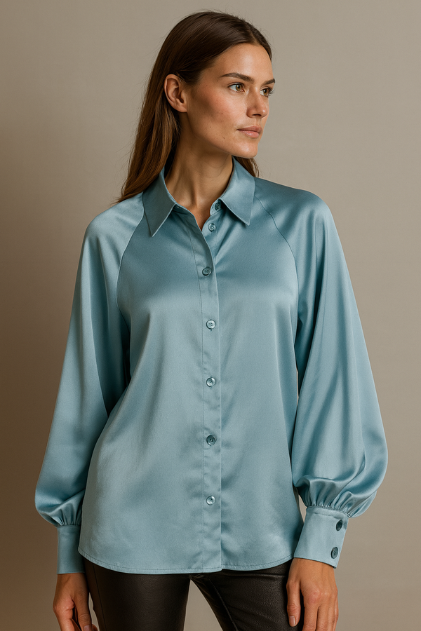 Seiden Bluse Hellblau