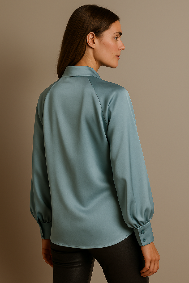 Seiden Bluse Hellblau