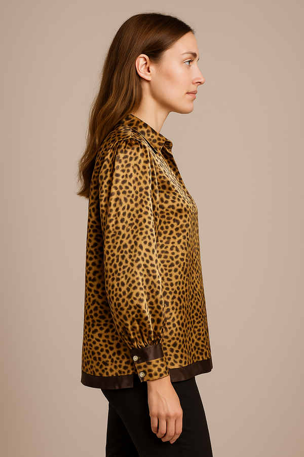 Seiden Bluse „Leo“ Beige | Braun