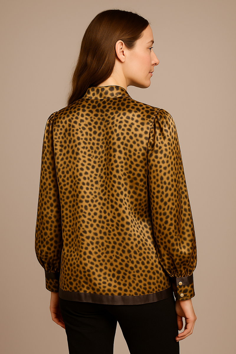 Seiden Bluse „Leo“ Beige | Braun