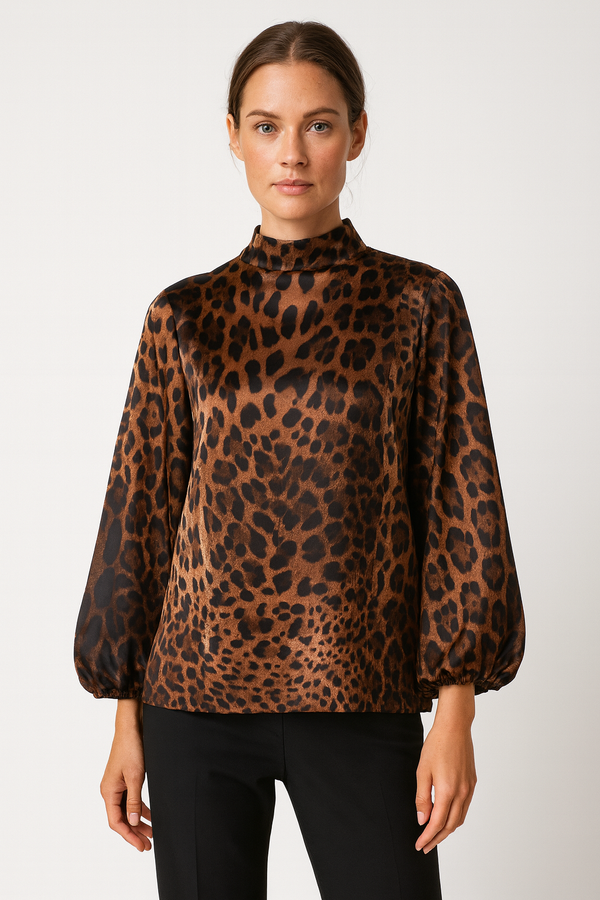 Seiden Bluse „Leo“ Braun | Dunkelbraun