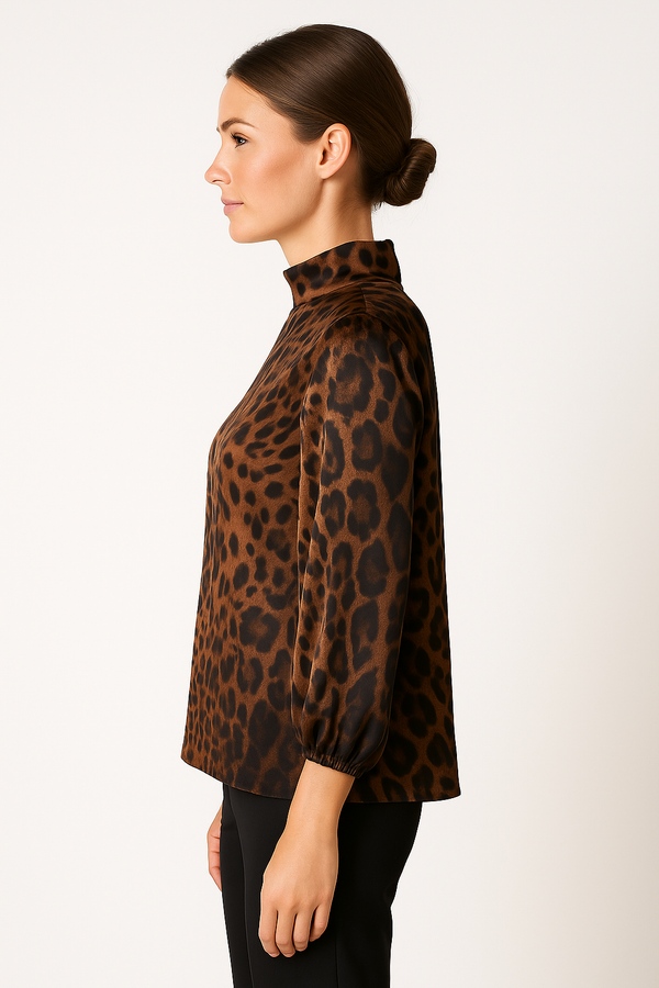 Seiden Bluse „Leo“ Braun | Dunkelbraun