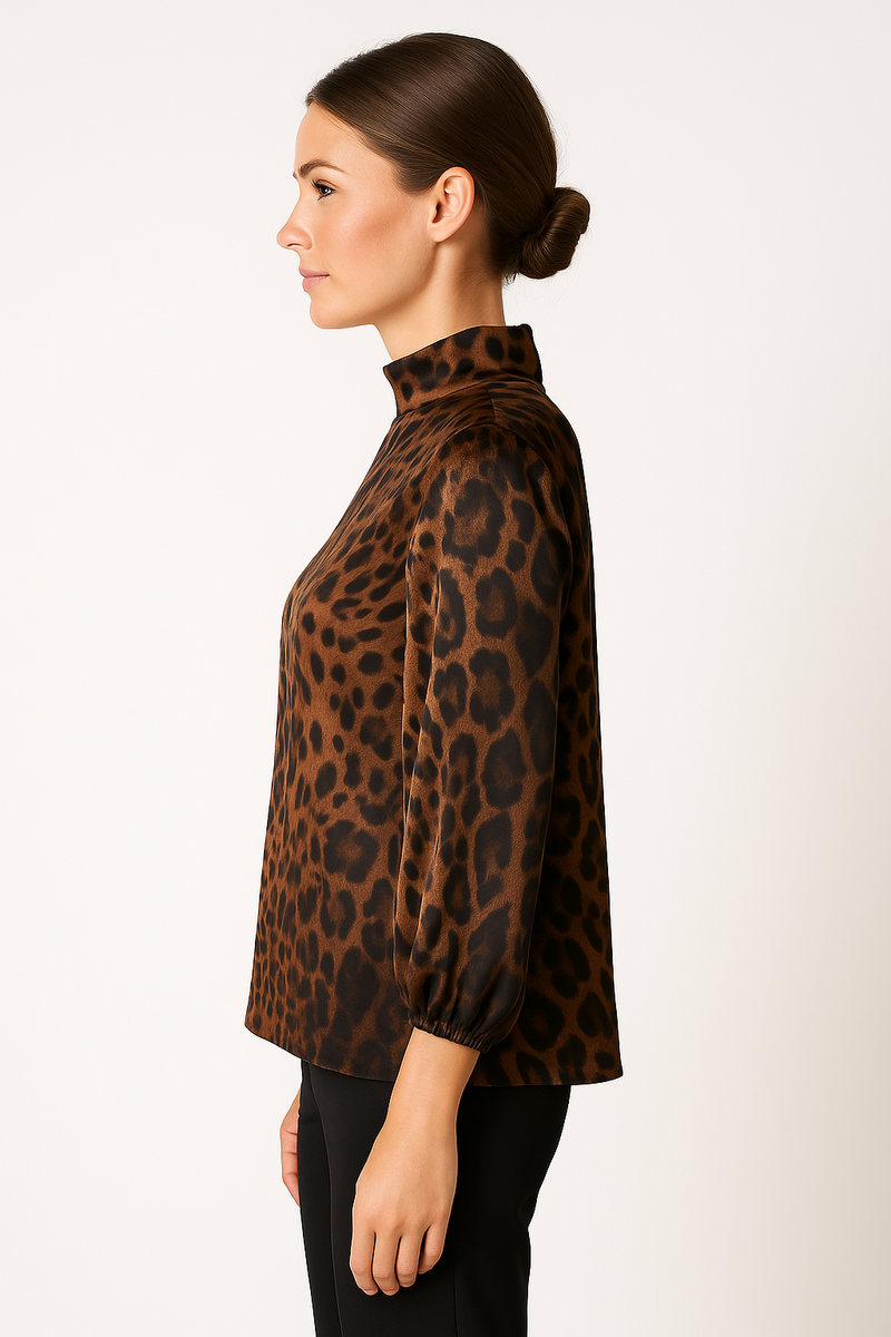 Seiden Bluse „Leo“ Braun | Dunkelbraun