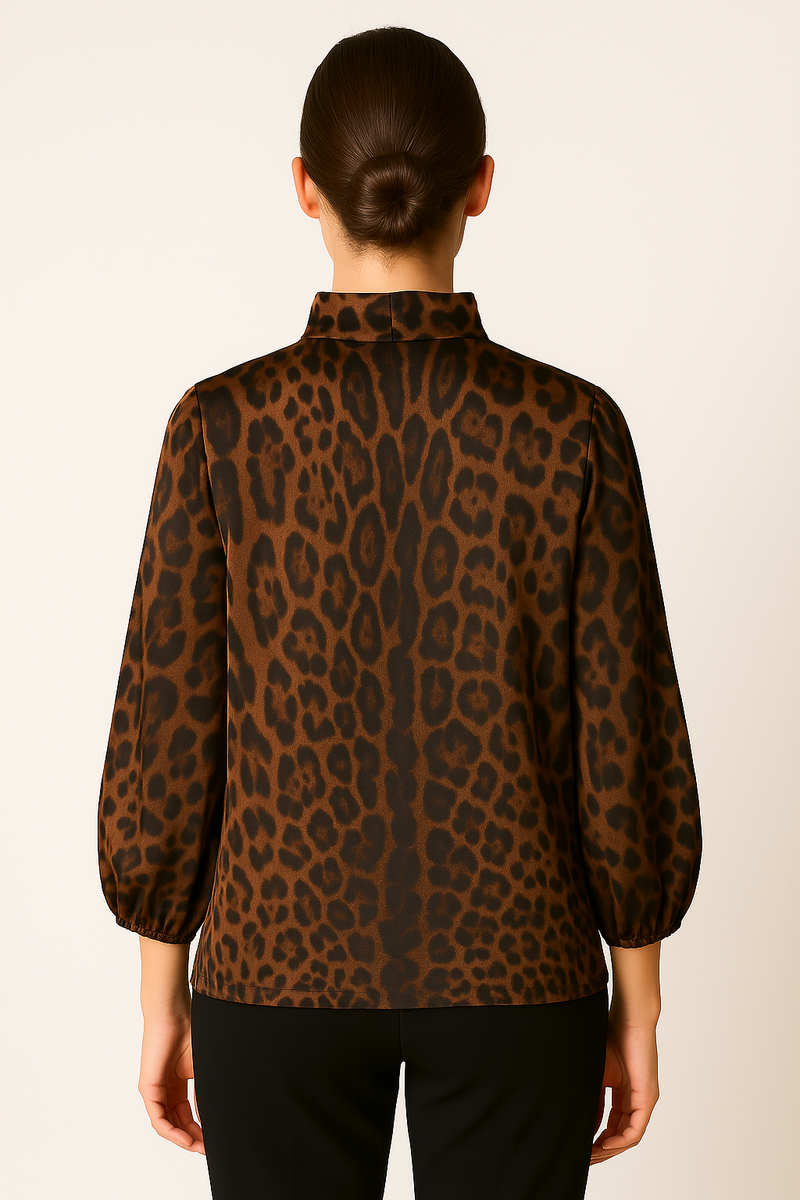 Seiden Bluse „Leo“ Braun | Dunkelbraun