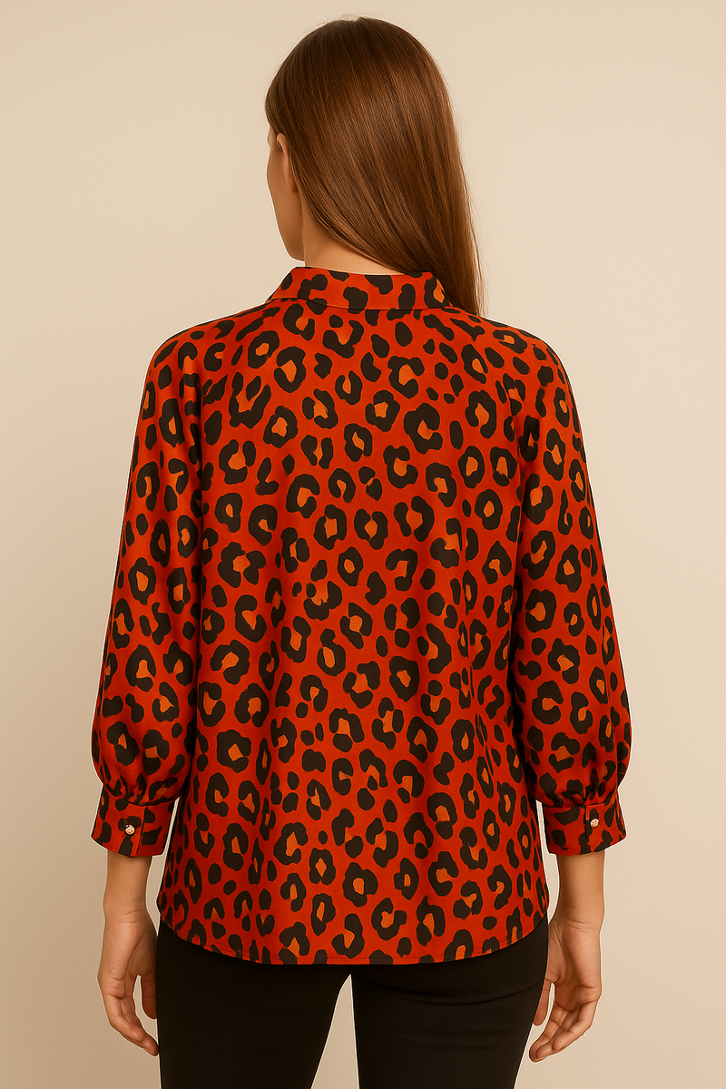 Seiden Bluse „Leo“ Orange | Braun | Beige