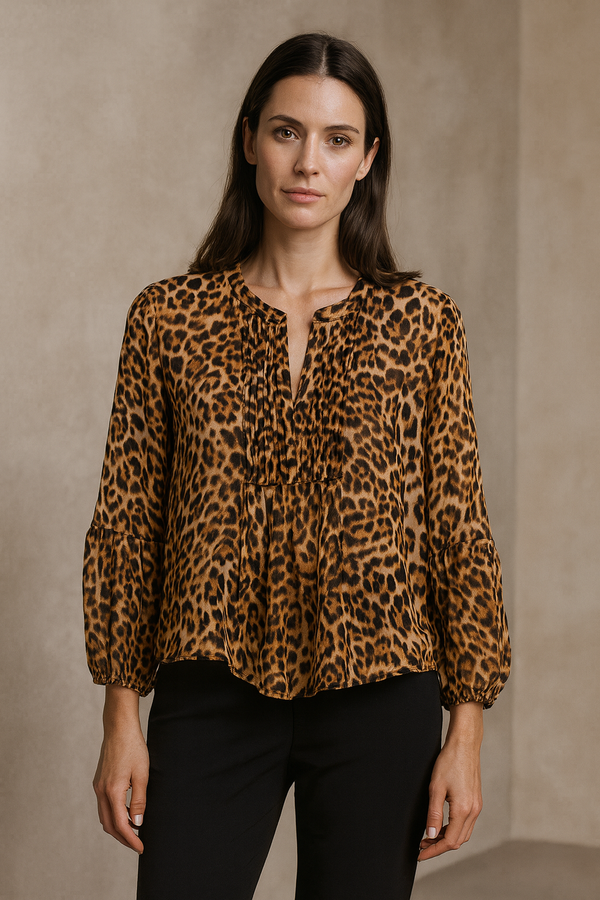Bluse „Leo“ Braun | Beige