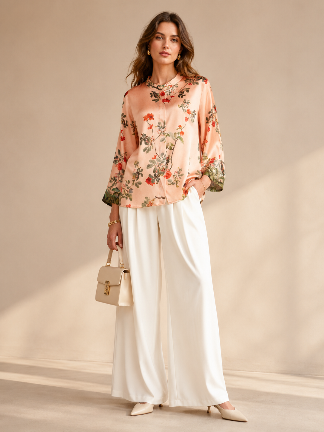 Statement-Bluse „Floral | Vogel“ Multicolor
