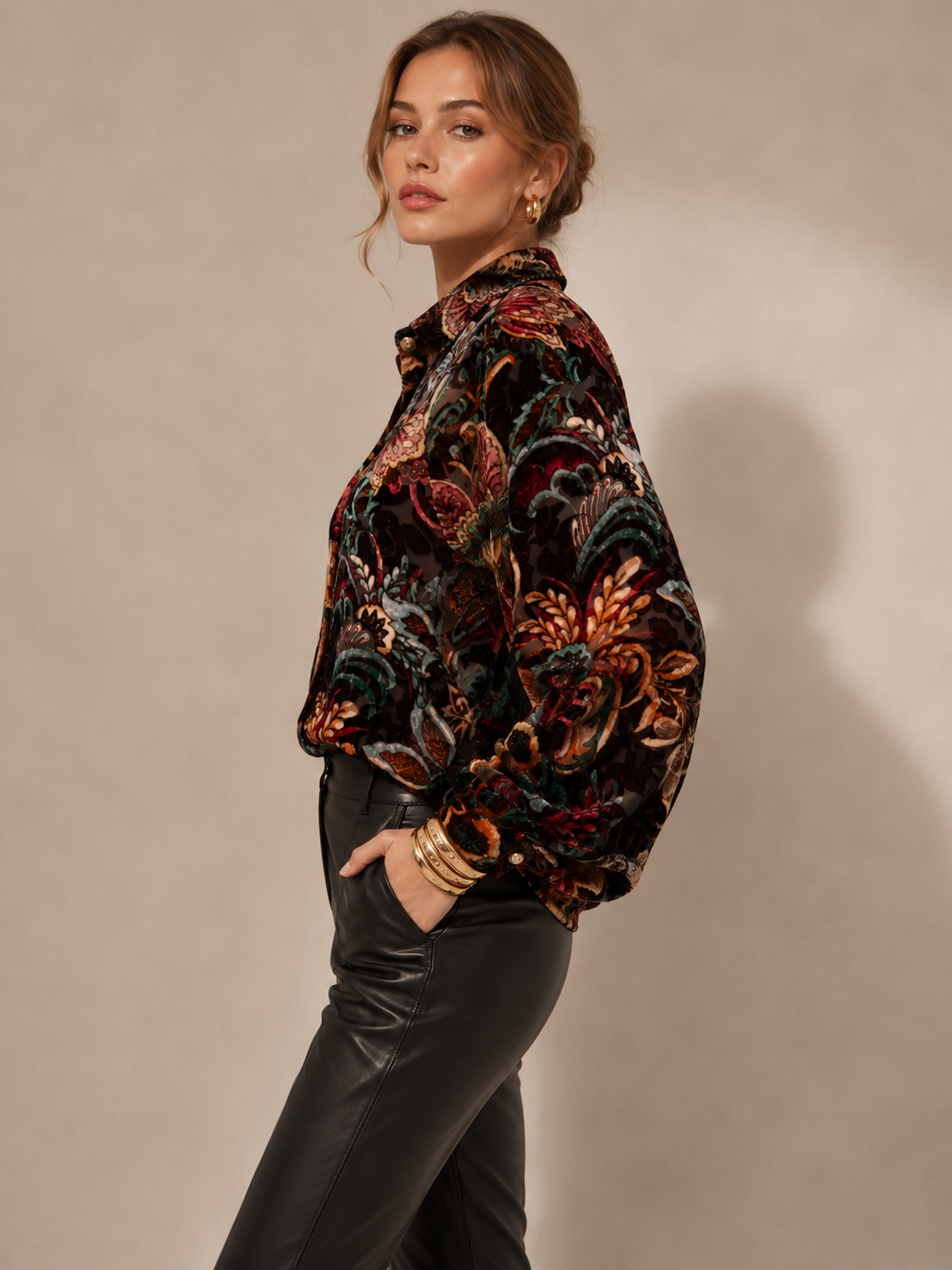Samtausbrenner-Bluse „Floral“ Barolo | Multicolor