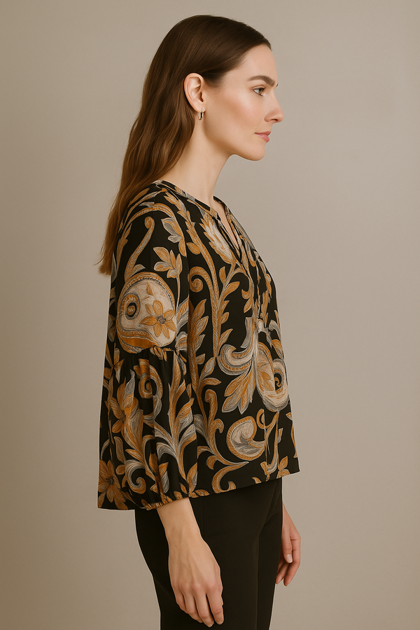 Bluse „Paisley“ Schwarz | Braun | Grau | Beige