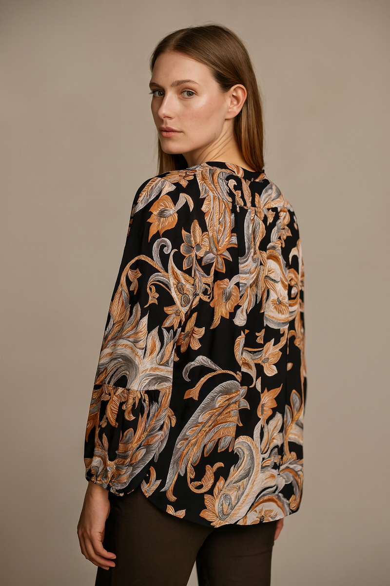 Bluse „Paisley“ Schwarz | Braun | Grau | Beige