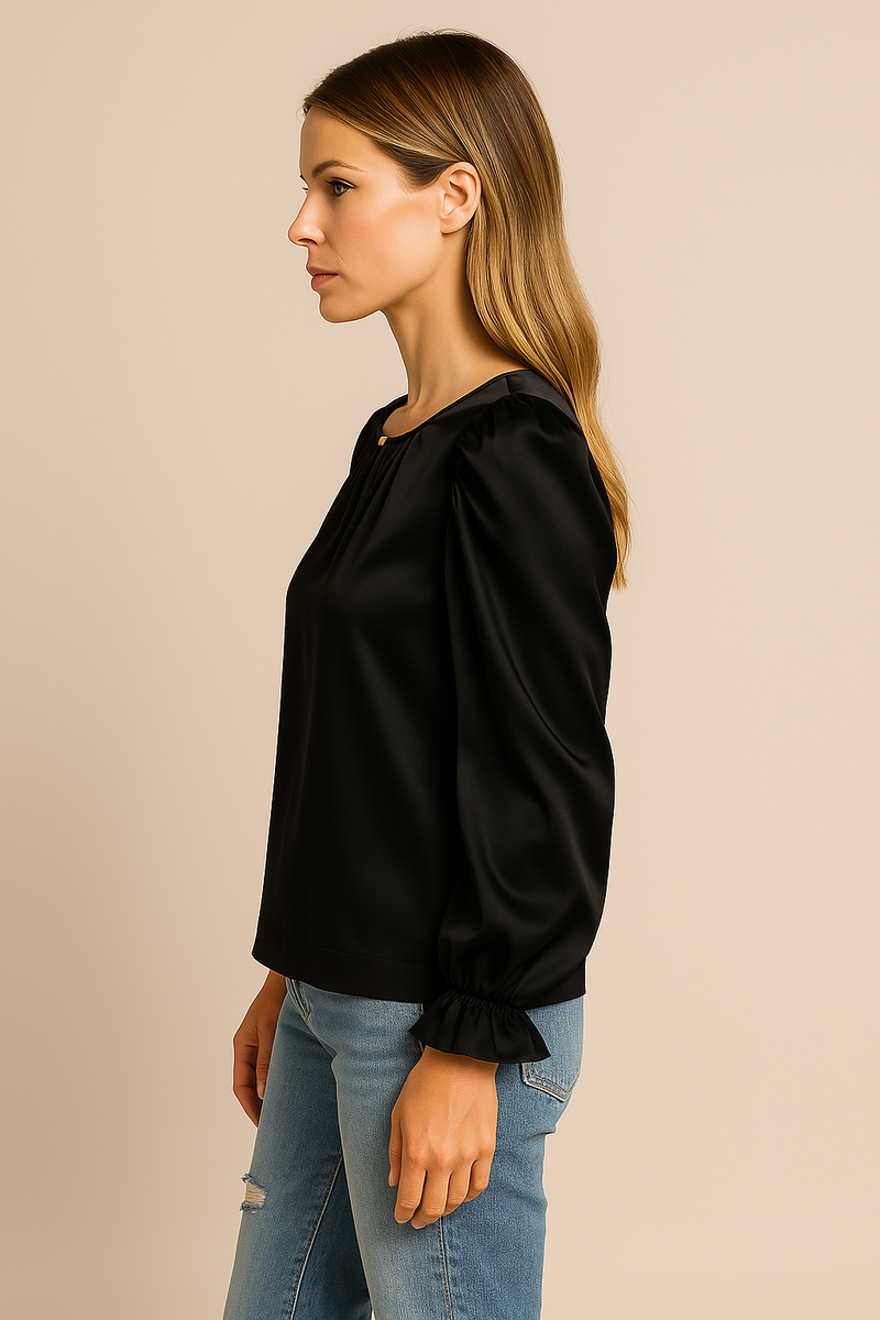 Seiden Shirt Schwarz