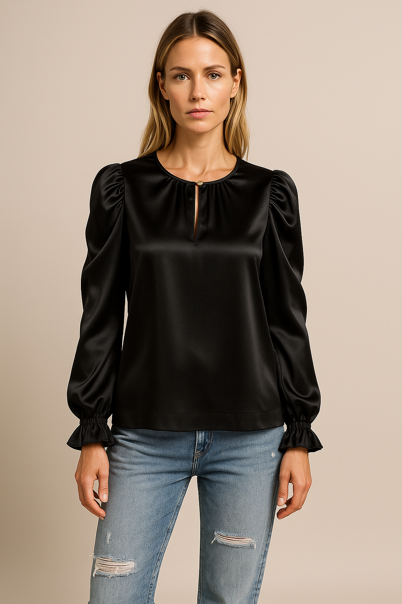 Seiden Shirt Schwarz