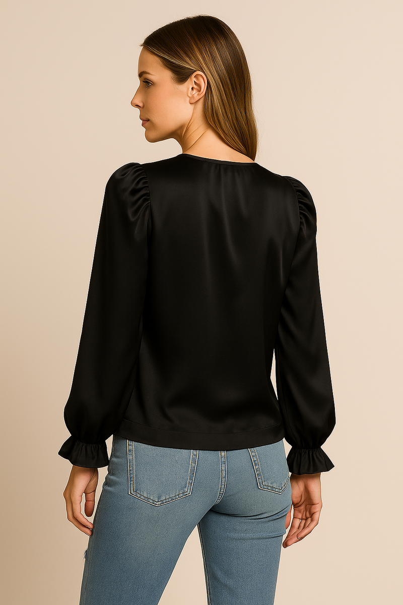 Seiden Shirt Schwarz