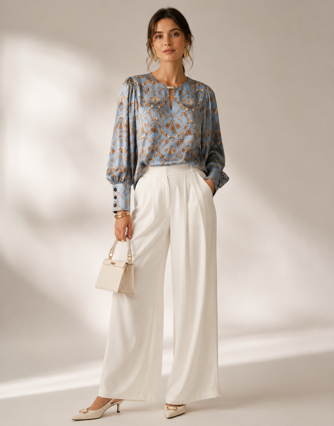 Statement-Bluse „Vintage-Flair“ Blau | Gelb | Multicolor