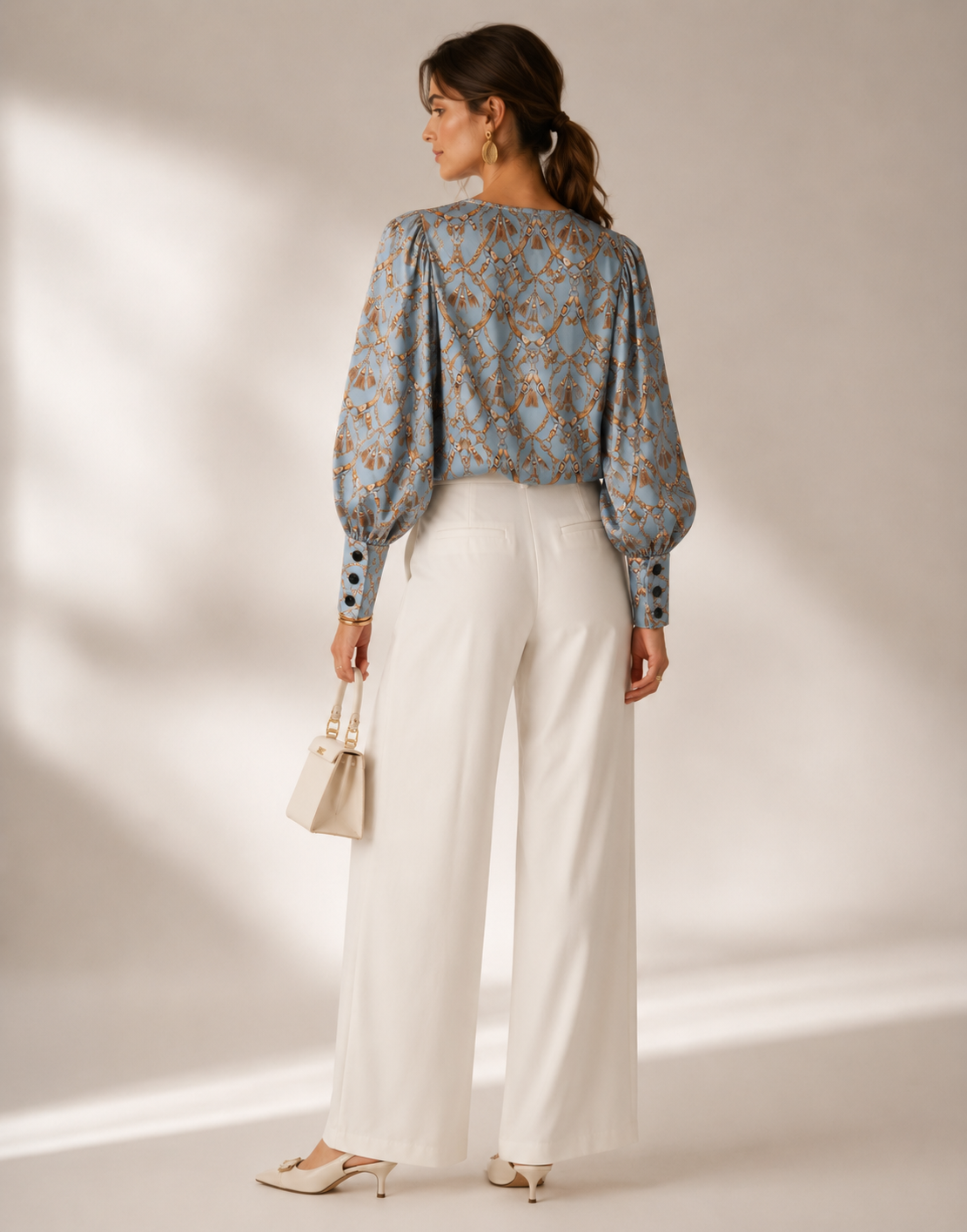 Statement-Bluse „Vintage-Flair“ Blau | Gelb | Multicolor