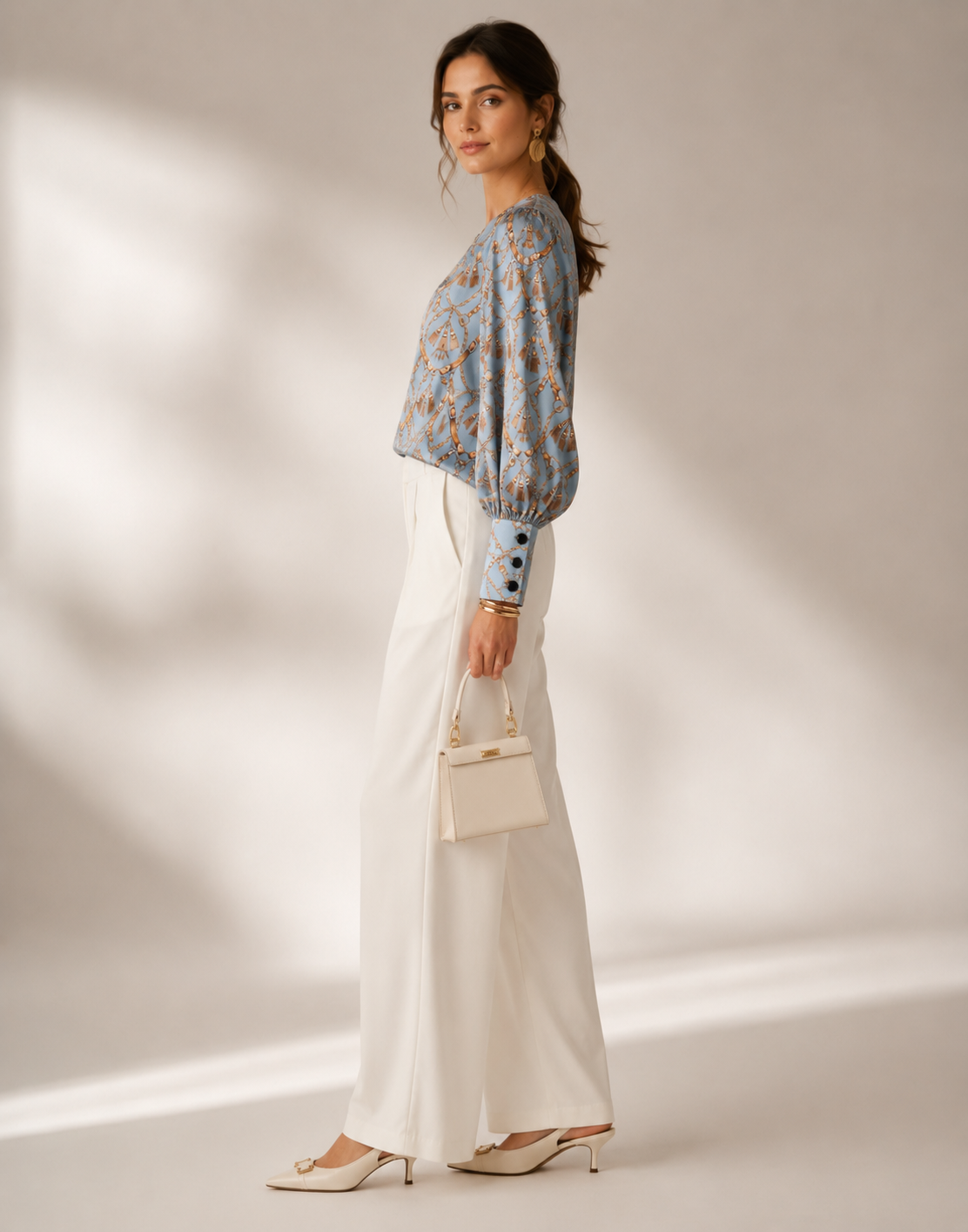 Statement-Bluse „Vintage-Flair“ Blau | Gelb | Multicolor